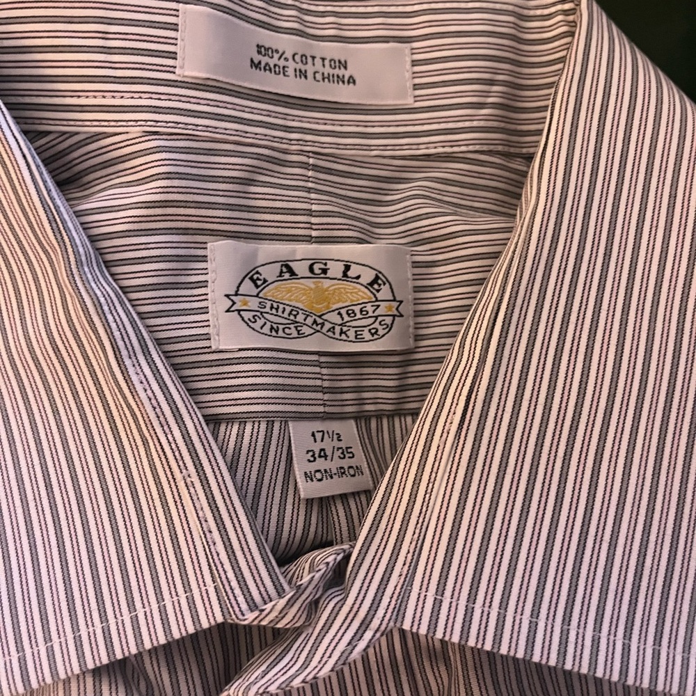Men's Striped Shirt 17 1/2 34-35 button down dress shirt XL